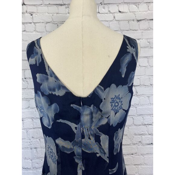 LAST CHANCE Mica Size 10 Navy Blue Floral Scoop Neck Midi Dress - Picture 5 of 6